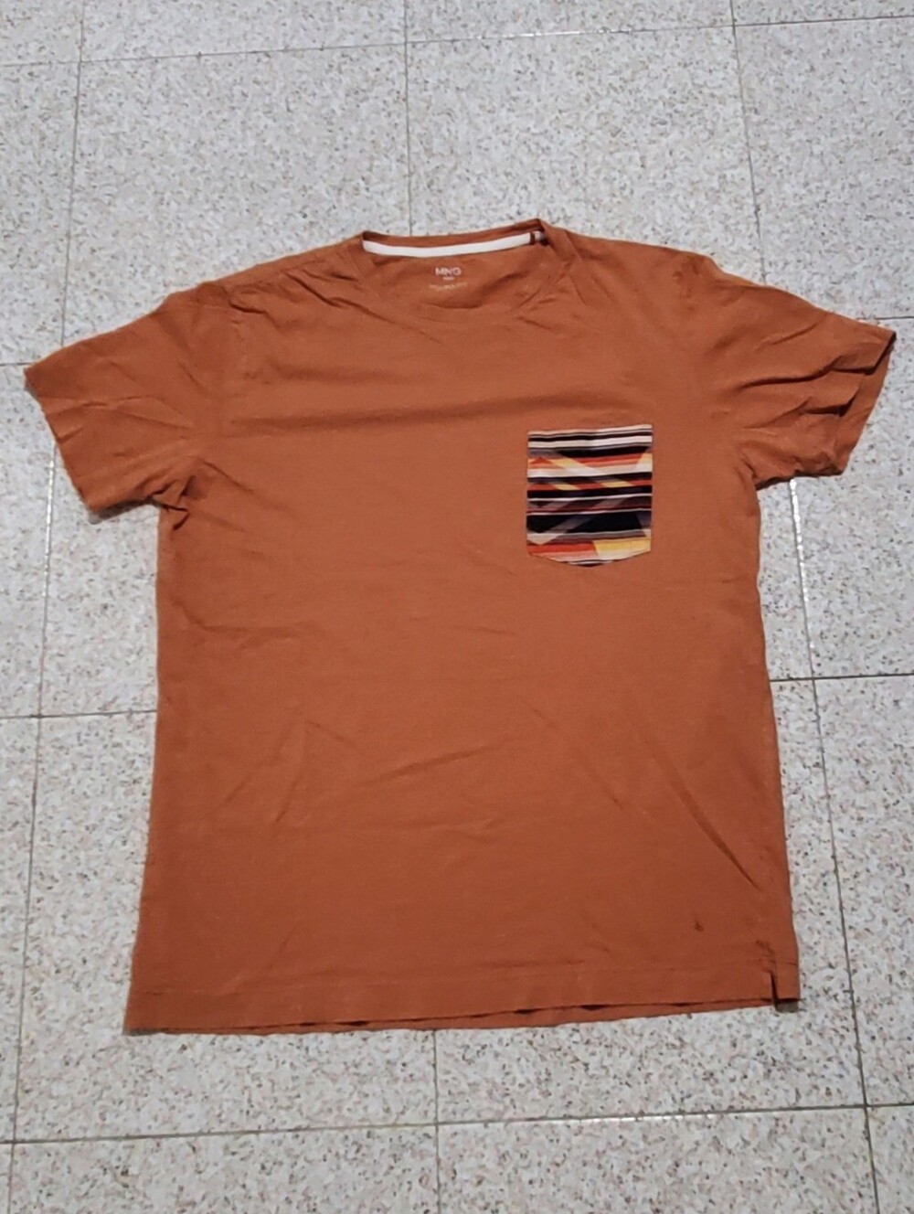 Mango Men's Casual Brown Pocket T-Shirt